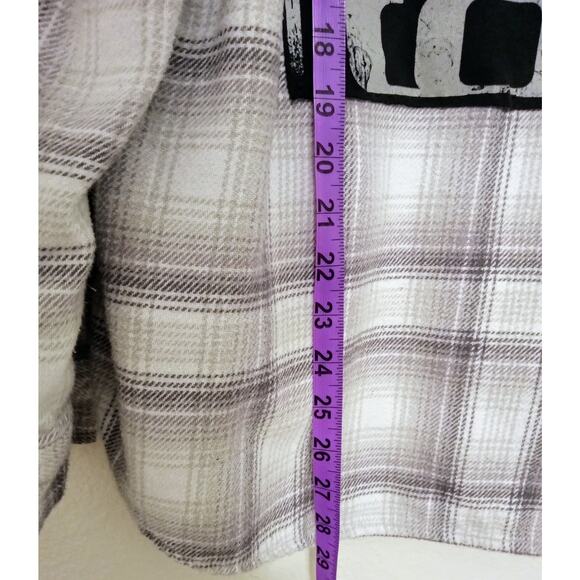 Upcycled Hollister Flannel w/ TOOL Patch — Handmade One-of-a-Kind Alt Metal SZ L - Picture 8 of 10